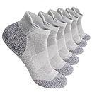 VWELL Men's Running Ankle Socks With Cushion Low Cut Breathable Athletic Sports Tab Socks for Men-6Pairs (Grey1, Medium)