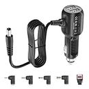 Xwartre 12V Car Charger with 5V Daul USB Ports and 5 Connectors for Radar Detector, LED Light Strip, Portable Air Pump, DVD Player, Monitor, Speaker, Breast Pump (6.6ft Cable)