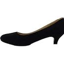 Women's Ladies Round Toe Kitten Heel Dress Work Party Pumps Big Sizes Shoes (UK10(EU44), Black Suede)