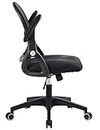 GERTTRONY Ergonomic Office Chair Chaise Task with Lumbar Support Mesh Computer Flip up Armrests Swivel Executive Desk for Home Conference Room (Black/Black)
