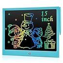 cimetech LCD Writing Tablet, 15 Inch Large Colorful Screen Writing Pad, Graphic Tablets for Kids, Electronic Educational Learning Gifts for 3-12 Years Old Girls Boys (Blue)