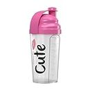TummyTox Cute Nutrition Protein Shaker Rose | Capacité de 700 ml pour les boissons de pré-entraînement, les substituts de repas ou l'eau | Résistant, étanche et sans BPA