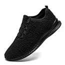 FUJEAK Mens Trainers Warm Sports Fashion Sneakers Running Winter Casual Shockproof Sneakers Gym Tennis Jogging Windproof Shoes Black 9