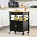 Kitchen Trolley Utility Rolling Cart, with Storage Drawer & Side Hooks