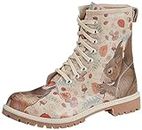 DOGO Long Boots Squirrel Lace-up Vegan Women's Boots Printed Design Shoes Beige
