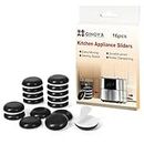 GINOYA Kitchen Appliance Sliders，16pcs Adhesive Invisible Sliders for Ninja Air Fryer, Bread Machine, Coffee Makers, Blenders, Aid Mixer and Pot (Black)