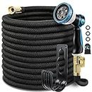 Relxitl Garden Hose 100ft, Upgraded Expandable Water Hose with 10 Function Sprayer Nozzle Flexible Outdoor Yard Leak-Proof Water Pipe (100ft, Black)