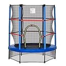 Outsunny Φ55 Kids Trampoline with Enclosure Net Steel Frame Indoor Round Bouncer Rebounder Age 3 to 6 Years Old Blue