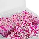 Littleboyny 4mm Umwelt Handgefertigte Polymer Clay Spacer Perlen 3 Farben Scheibe- Rose, rosa und weiß für DIY Schmuckherstellung