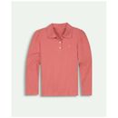 Brooks Brothers Girls Cotton Long Sleeve Pique Polo Shirt | Dark Pink | Size 10