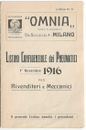 Omnia Milano - Listino dei Pneumatici 1916 Rivenditori e Meccanici - (A1)