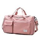 KINDRED Large Capacity Travel Duffel Bag, Travel Lightweight Waterproof Carry On Luggage Bags Multi Functional Bag Gym, Dry and Wet Separation Foldable Travel Duffel Bag for Women (Pink Gym Bag)