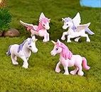 Chocozone Pack of 4 Cute Unicorn Miniatures Garden Decoration Gifts for Kids & Girlfriend