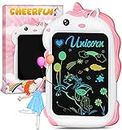 Unicorn Gifts for Girls Kids Toys - Girls Toddlers Toys Age 2 3 4 5 + Year Old Kids Advent Calendar LCD Doodle Writing Board Tablet Drawing Pad Etch Sketch Birthday Valentines Gifts for Kids Girls