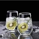 SKGREEN Hand Blown Premium Crystal Stemless Wine and Whisky Glass Drinkware Tumbler Ideal for Iced Tea Cocktail Juice Water Kitchen Glassware Set of 6 (390 ml)
