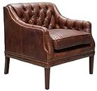 Casa Padrino genuine leather living room armchair dark brown 80 x 77 x H. 85 cm - Luxury Living Room Furniture