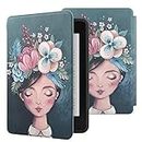 SwooK Classic Printed Magnetic Flip Cover Case for All New Kindle 10th Generation 2019 Release Model: J9G29R Flip Case Smart Folio Cover Case (Not for 10th Gen 2018 Kindle) (Gouache Lady)