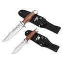 MOSSY OAK 2-Piece Bowie Knife, Fixed Blade Hunting Knife Set Leather Handle with Sheath for Camping, Survival