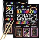 SpiderJuice 2 Book (20 Pages) Creative Unique Rainbow Magic Colorful Mandala Art Drawing Scribble Fun Activity Black Scratch Paper Note Book for Kids Adults Birthday Return Gifts Restaurant Hotel Cafe Memo Menu Pad with Bamboo Stick