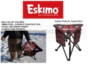 34840 Plaid Eskimo Ice Fishing Gear Folding XL Stool Chair Cup Holder RESELL