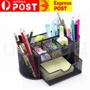 Mesh Office Supplies Desk Organizer Pen Holder Caddy with Drawer 9 Compartments