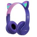 Wireless Cute Cat Ear Headphones Bluetooth Headset LED Lights Earphone for Kids