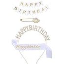 SOWUNO Birthday Headband Set Assorted Decorative Birthday Sash Birthday Streamer Brooch Pin Creative Gift Home Sash Thin