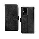 Inktree® Samsung Galaxy S20 Ultra Flip Case | Premium Leather Finish | with Card Pockets | Wallet Stand | Complete Protection Flip Cover for Samsung Galaxy S20 Ultra - Black