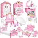 20 Pieces Doll House Furniture and Accessories Set Dollhouse Furniture Set Mini Dollhouse Furniture 1 12 Scale Bedroom Living Room Bathroom Furniture Accessories