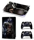 Khushi Decor Black Bat Man UV 3M Vinyl Sticker Decals for Playstation 5 Disk Version Console and Two Dual Sense 5 Sticker Skins Black PS5 Skin Console and Controller Design [Video Game]