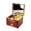 Musical Jewellery Box with Rotating Ballerina, Wind up Ballerina Music Box Figurines Musical Box with Drawer, Vintage Music Box with Makeup Mirror, Birthday Gift(Brown)