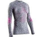 X-Bionic Women's Energy Accumulator 4.0 Melange Shirt Round Neck Long Sleeves, Womens, Shirts, EA-WT41W19W-G144-M, Grey Melange/Pink, M