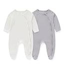 JELYLOVE Unisex Baby Boy Girl Footies Romper Rayon derived from Bamboo 2 Pack Infant Jumpsuit Comfort New born Outfit