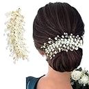 Hair Flare Hair Accessories For Women & Girls, Stylish for Wedding - Artificial Flowers & Pearl Style Juda Bun - Floral Bridal Brooch & Hair Pins - Hairstyle Decoration Bride Clips - 2640