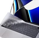 EooCoo Keyboard Cover compatible for 2024 2022 M3 M2 Air 13.6",2024 2023 M3 M2 Macbook Air 15",2021-2023 M3/M2/M1 Pro/Max Pro 14" / Pro 16", EU Layout Ultra Thin Protector Skin, TPU Clear