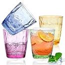 Plastic Tumblers, 380ml Unbreakable Tumblers Cocktail Glasses, Reusable Water Cups Acrylic Drinking Glasses, 13 Oz Portable Drinkware Water Tumblers for Juice, Beer, Milk Picnic Party Camping, 4 Pcs