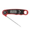 Digital Meat Thermometer, Waterproof Instant Read Food Thermometer for Cooking and Grilling, Kitchen Gadgets for Candy, BBQ Grill, Liquids, Beef, Turkey with 4.3'' Folding Probe (Red)