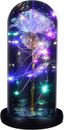 Galaxy Rose Beauty and the Beast Rose in Glass Dome Eternal Sparkly Crystal Rose