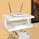Furniture Cafe Set top Box Stand | WiFi Router Holder Wooden Wall Shelves | Setup Box Stand for Home | Wall Mount Stylish WiFi Router Holder TV Cabinet Living Room Furniture (Color-White)