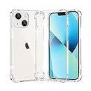 Melomon Case for iPhone 13 (6.1-Inch), Anti-Scratch Ultra Clear Shockproof Hard PC Back & Soft TPU, (Airbag Protection) Bumper Protective Cover for iPhone 13 - Clear