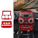 CheroCar for Jeep JK Center Dashboard Control Panel Cover Trim & Air Conditioning Switch Panel Cover Trim Kit Decoration Interior Accessories for Jeep Wrangler JK & Unlimited 2011-2017 (Red)