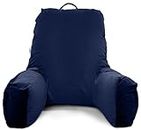 MY ARMOR Bear Reading Pillow, Bed Rest Pillow with Support Arms, Perfect Back Support for Reading/Working/Watching TV in Bed, Machine Washable Premium Velvet Zipper Cover, King Size - Navy Blue