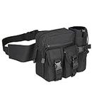 Azarxis Tactical Waist Pack Bag Pouch Fanny Pack with Water Bottle Holder Outdoor Waist Shoulder Bag for Cycling Camping Climbing Hiking Trekking Running Hunting Fishing Travel (Black)