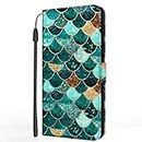 Dkandy for Samsung Galaxy S21 FE 5G Printed PU Leather Magnetic Wallet Case Flip Cover for Samsung Galaxy S21 FE 5G (Green Fish)