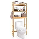 SMIBUY Toilettenregal, WC Regal aus Bambus, 3-stöckiges Verstellbar Waschmaschinenregal, Badezimmerregal, platzsparend, einfache Montage, Natur