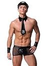 SHAREPARK Sexy Lingerie Men's Police Suit Masquerade Role Cosplay Couples Pary Sexy Underwear Costume Outfit Lingerie Black