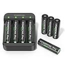 POWEROWL Rechargeable Lithium AA Batteries w/Charger Pro, 3000mWh 1.5V Constant Voltage Double A Battery-Qty 8