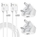 iPhone Charger Plug and Cable 2M 2Pack[Apple MFI Certified], iPhone Charger Cable and Plug for Apple iPhone 14 13 12 11 Pro Max/SE/XS/XR/X/8/7/6S/6/Plus/5S, iPhone Plugs UK USB Plug Phone Charger Plug