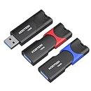 KOOTION Pendrive 128 GB Memoria USB 3.0 3 Piezas Pen USB 128 Gigas de Alta Velocidad Memory Stick 128G Flash Drive 3.0 para Computadora, TV, Laptop, Coche (4 Colores Mezclados: Azul Negro Rojo)