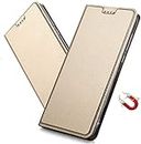 SkyTree Case for iPhone 7, Ultra Fit Flip Folio Leather Case Cover with [Kickstand] [Card Slot] Magnetic Closure for iPhone 7 - Gold